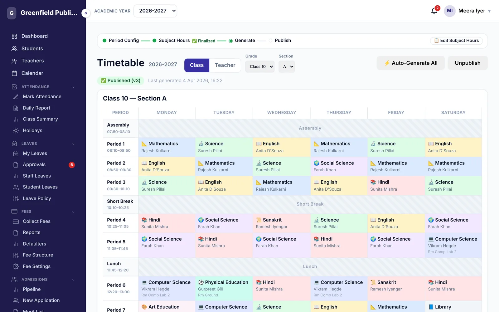 Timetable & substitution